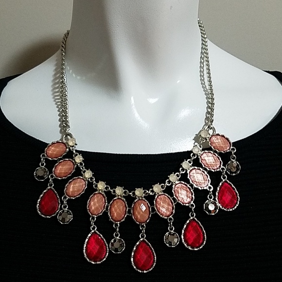 New York & Company Jewelry - New York & Company Pink & Red Statement Necklace